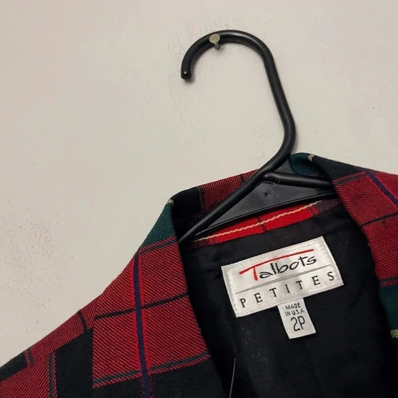 Talbots vintage plaid blazer holiday preppy Christmas Academia petite relaxedfit - Picture 4 of 9